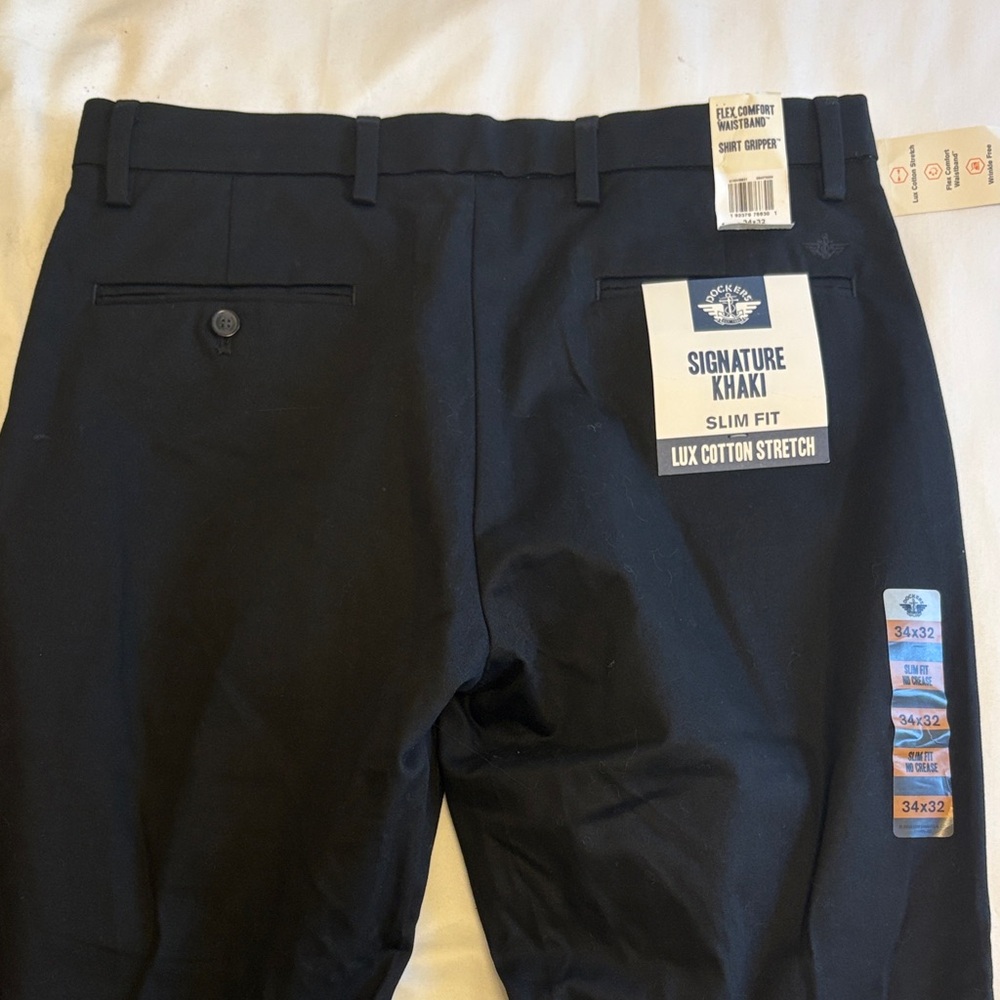 Signature Khaki Slim Fit Lux Cotton Stretch Pants - Dark Blue